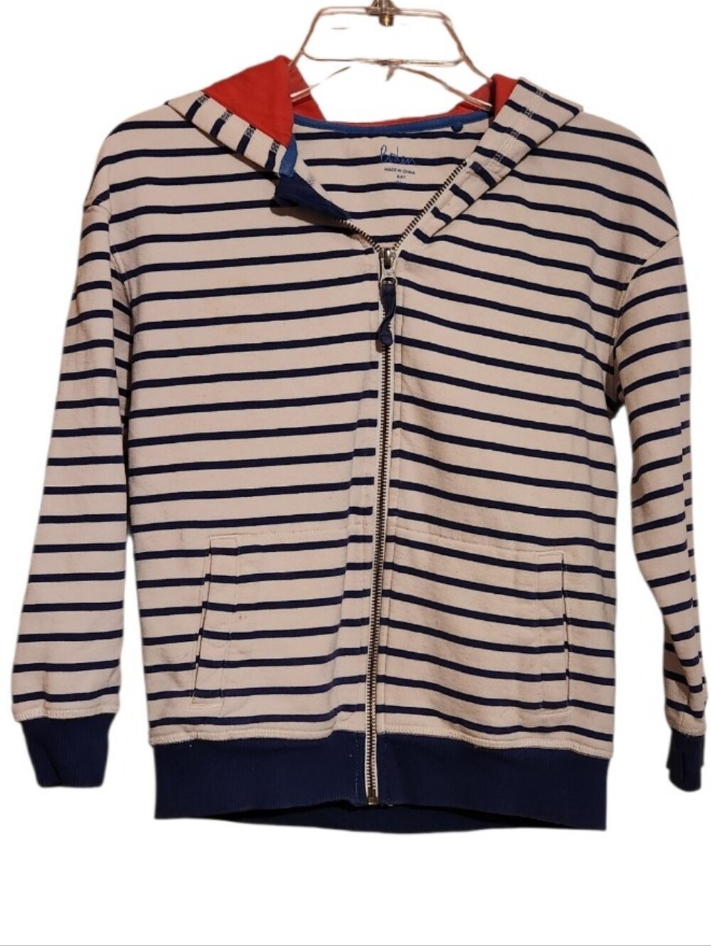 Boden Navy Stripe Zip-Up Hoodie Jacket Sweatshirt